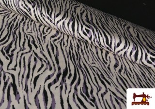 Tissu Viscose Imprimé Zèbre Noir et Lilas