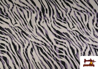Acheter Tissu Viscose Imprimé Zèbre Noir et Lilas