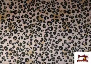 Acheter Tissu Crêpe Satin Imprimé Léopard Écru