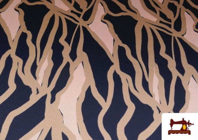 Acheter en ligne Tissu Crêpe Satin Imprimé Marbré Rose Poudré