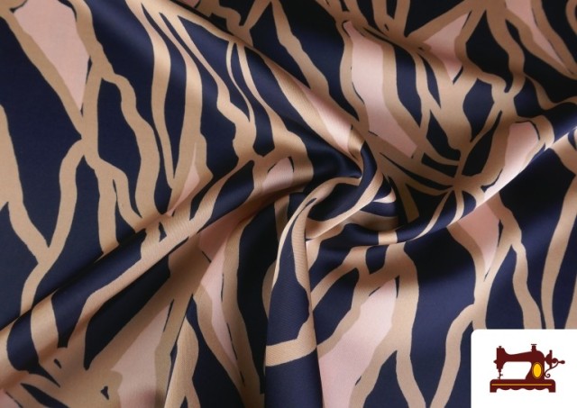 Tissu Crêpe Satin Imprimé Marbré Rose Poudré