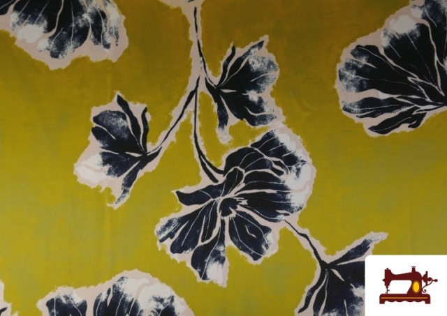 Vente de Tissu Crêpe Satin Imprimé Floral couleur Vert