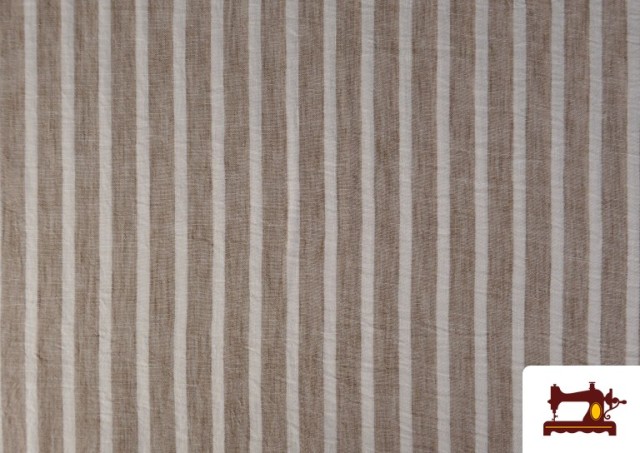 Acheter Tissu Rayures Coordonné Aspect Lin en Polyester couleur Beige