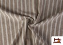 Acheter en ligne Tissu Rayures Coordonné Aspect Lin en Polyester couleur Beige