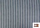 Tissu Rayures Coordonné Aspect Lin en Polyester couleur Bleu