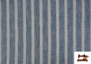 Tissu Rayures Coordonné Aspect Lin en Polyester couleur Bleu