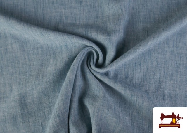 Tissu Coordonné Aspect Lin en Polyester couleur Bleu