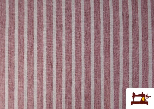 Acheter Tissu Rayures Coordonné Aspect Lin en Polyester couleur Rouge