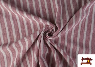 Acheter en ligne Tissu Rayures Coordonné Aspect Lin en Polyester couleur Rouge