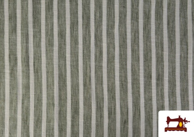 Vente en ligne de Tissu Rayures Coordonné Aspect Lin en Polyester couleur Kaki