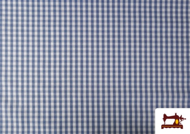 Acheter Tissu avec Carreaux Vichy en Coton 100% couleur Bleu Cobalt