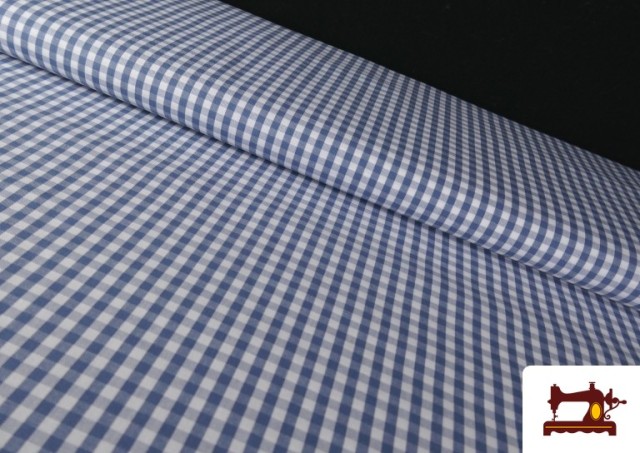 Vente de Tissu avec Carreaux Vichy en Coton 100% couleur Bleu Cobalt