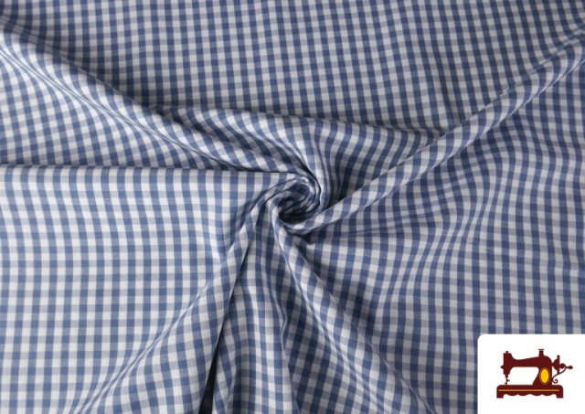 Acheter en ligne Tissu avec Carreaux Vichy en Coton 100% couleur Bleu Cobalt