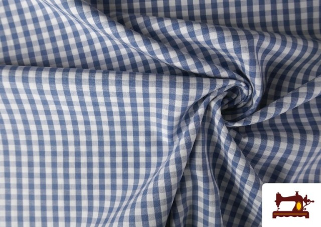 Vente en ligne de Tissu avec Carreaux Vichy en Coton 100% couleur Bleu Cobalt