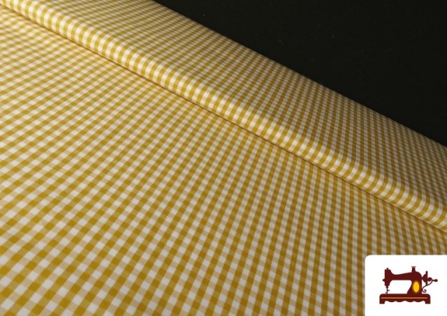 Tissu avec Carreaux Vichy en Coton 100% couleur Moutarde
