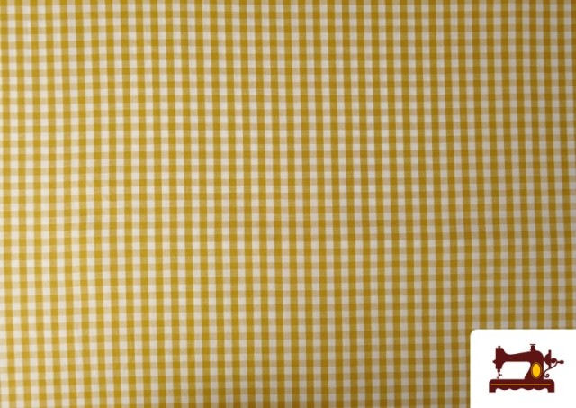 Tissu avec Carreaux Vichy en Coton 100% couleur Moutarde