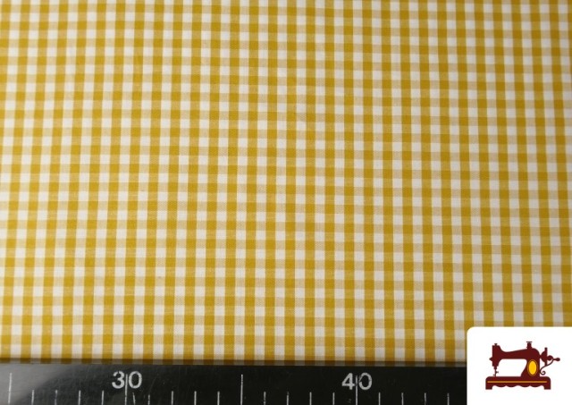 Acheter Tissu avec Carreaux Vichy en Coton 100% couleur Moutarde