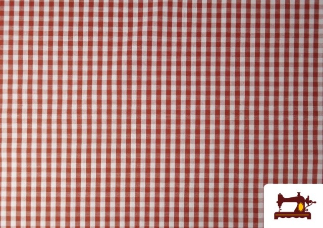 Acheter en ligne Tissu avec Carreaux Vichy en Coton 100% couleur Tuile