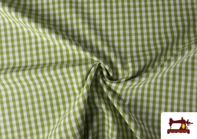 Tissu avec Carreaux Vichy en Coton 100% couleur Kaki