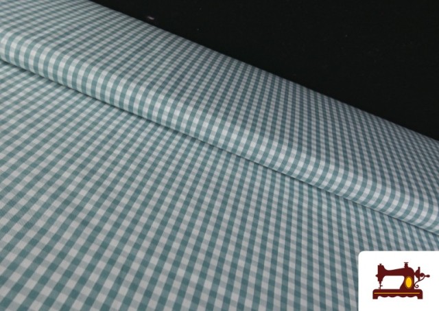 Acheter Tissu avec Carreaux Vichy en Coton 100% couleur Vert mer