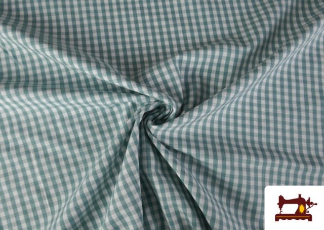 Vente de Tissu avec Carreaux Vichy en Coton 100% couleur Vert mer
