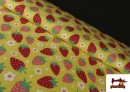 Tissu Coton Imprimé Fraises et Fleurs