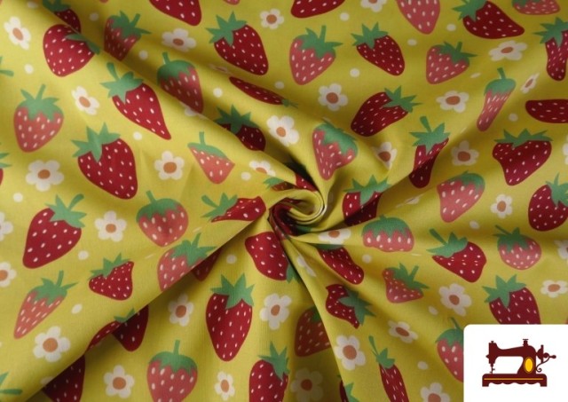 Vente en ligne de Tissu Coton Imprimé Fraises et Fleurs