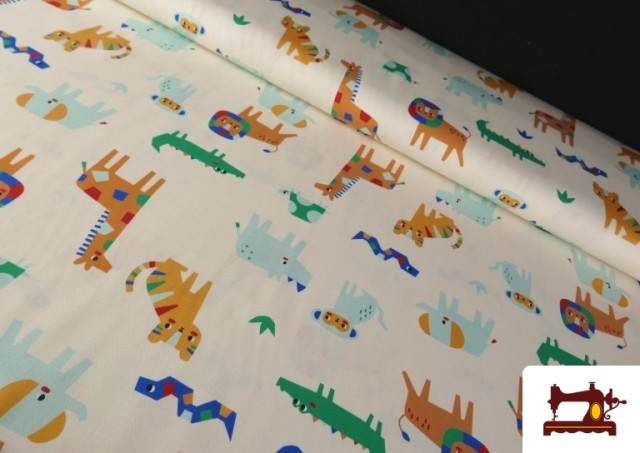 Tissu Coton Imprimé Animaux Amusants Multicolores