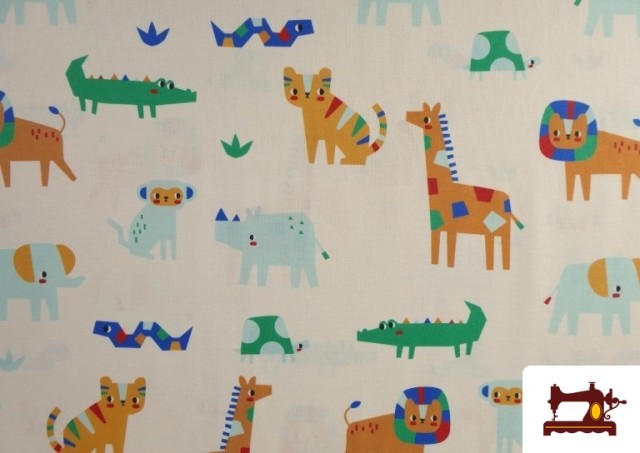 Vente de Tissu Coton Imprimé Animaux Amusants Multicolores