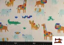 Acheter en ligne Tissu Coton Imprimé Animaux Amusants Multicolores