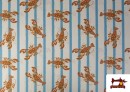 Acheter Tissu Coton Imprimé Homards et Rayures Estivales