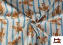 Vente en ligne de Tissu Coton Imprimé Homards et Rayures Estivales