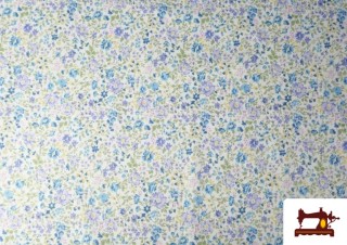 Acheter Tissu Coton Imprimé Floral Bleu