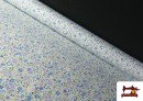 Tissu Coton Imprimé Floral Bleu