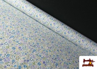 Tissu Coton Imprimé Floral Bleu