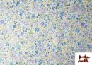 Vente de Tissu Coton Imprimé Floral Bleu