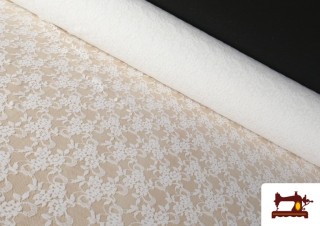 Tissu de Blonde Blanche Motifs Classiques Floraux