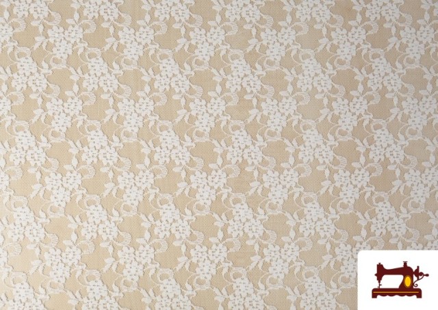Acheter Tissu de Blonde Blanche Motifs Classiques Floraux