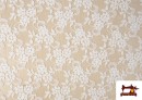 Vente de Tissu de Blonde Blanche Motifs Classiques Floraux