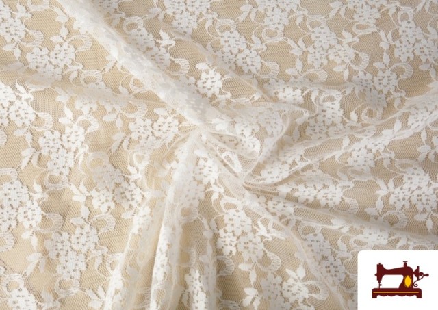 Vente en ligne de Tissu de Blonde Blanche Motifs Classiques Floraux