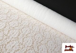Tissu de Blonde Blanche Motifs Classiques Floraux