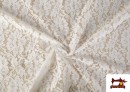 Acheter en ligne Tissu de Blonde Blanche Motifs Classiques Floraux