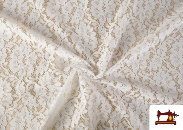 Acheter en ligne Tissu de Blonde Blanche Motifs Classiques Floraux