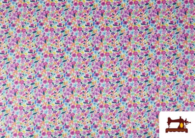 Vente de Tissu Maille T-shirt Fleurs Multicolores
