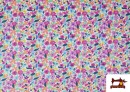 Acheter en ligne Tissu Maille T-shirt Fleurs Multicolores