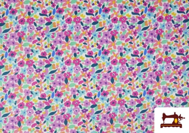 Acheter en ligne Tissu Maille T-shirt Fleurs Multicolores