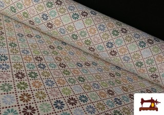 Tissu Gobelin Floral Géométrique