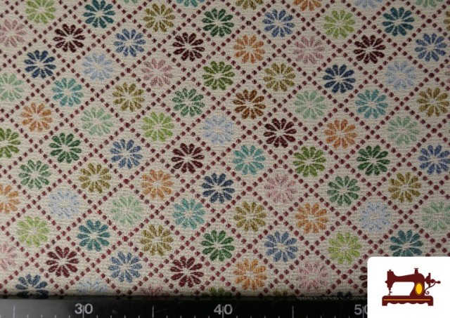 Vente de Tissu Gobelin Floral Géométrique