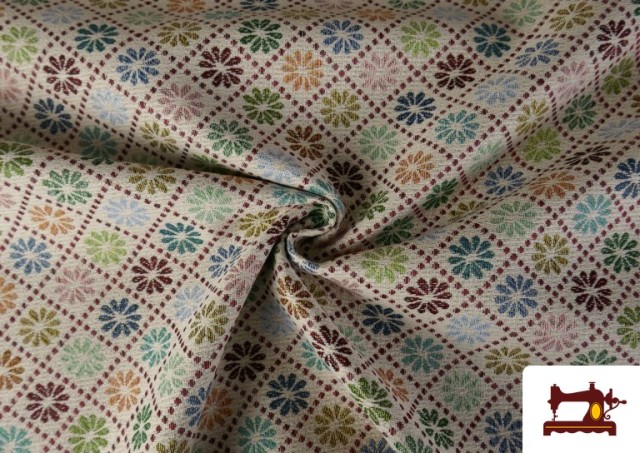 Acheter en ligne Tissu Gobelin Floral Géométrique
