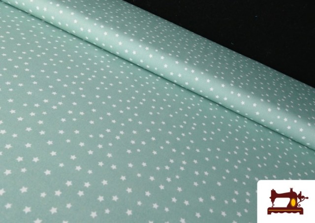 Tissu Coton Petites Étoiles Colorées couleur Vert menthe